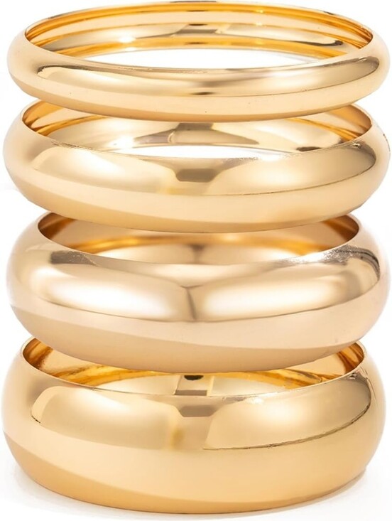 Jewelry - Chunky Gold Bangle Bracelets 14K Gold Plated